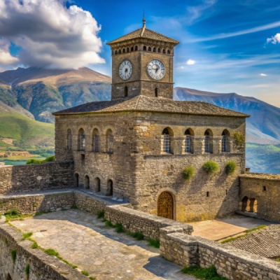 Gjirokaster erőd óratotrony Albánia